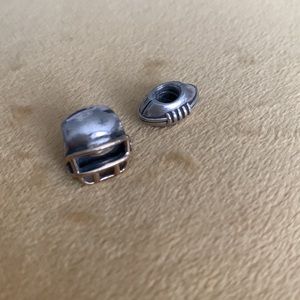Pandora Retired Sterling Silver 14K Football Helmet + Pandora Football Charm